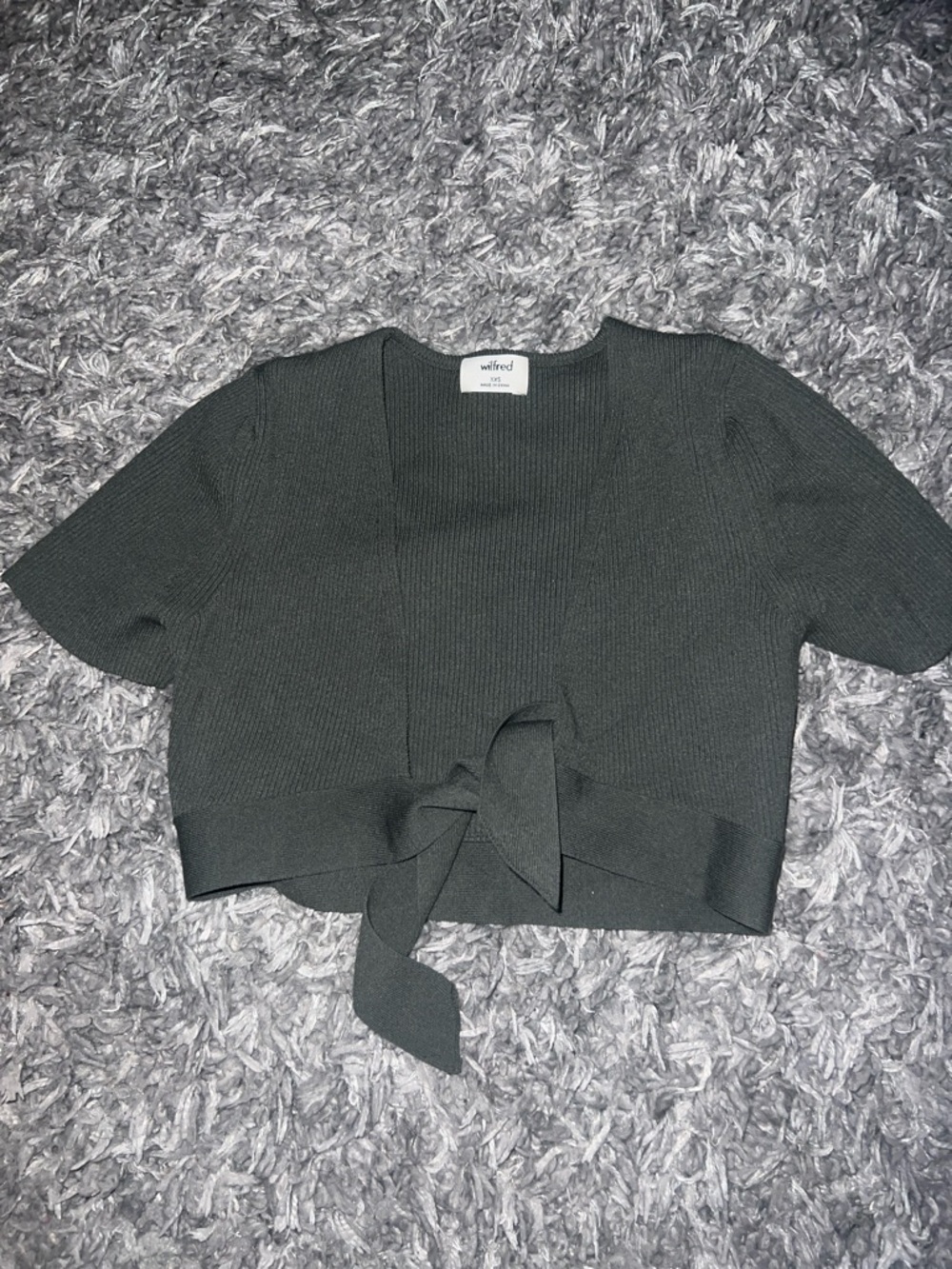 Wilfred Olive Green Cropped Tie-Front Cardigan - Picture 3 of 5